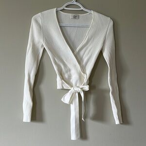 Wilfred Ribbed Wrap Blouse with Tie Front